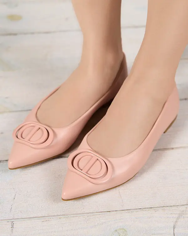 Resti Resti Women's pink pointed ballerinas with an ornament on the toe Manico - Footwear