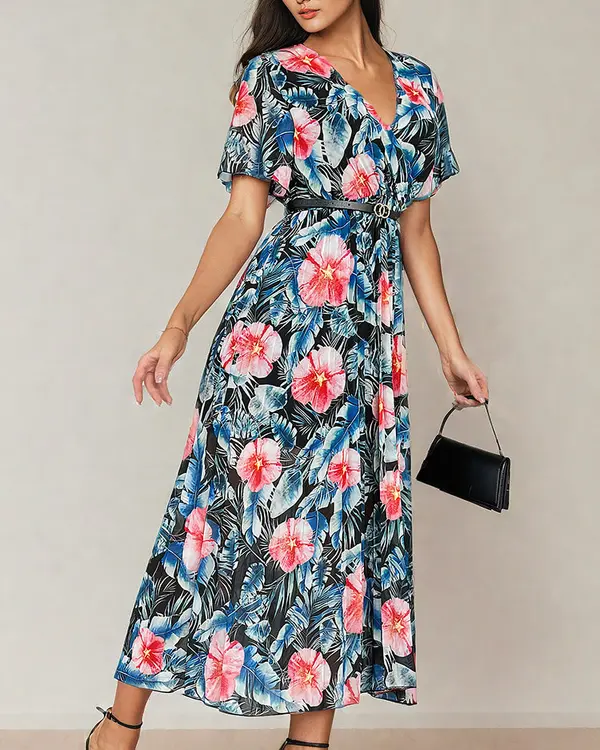 Resti Resti Women's pleated floral midi dress