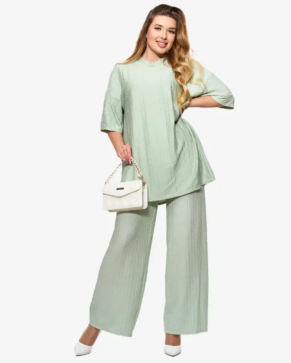 Resti Resti Women's ribbed set in mint color- Clothing