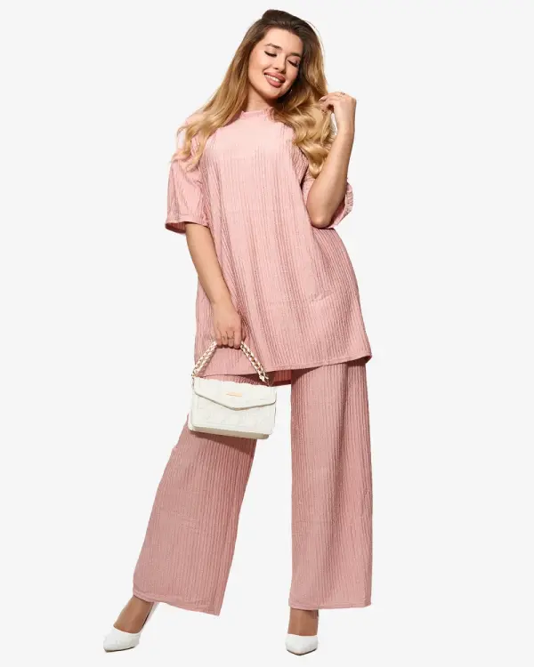Resti Resti Women's ribbed set in pink- Clothing
