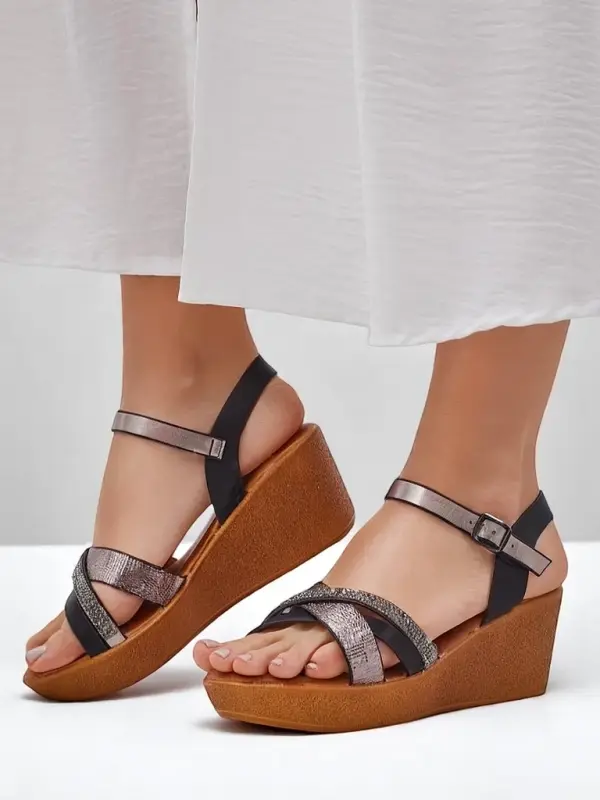 Resti Resti Women's wedge sandals with rhinestones and glitter Glittera