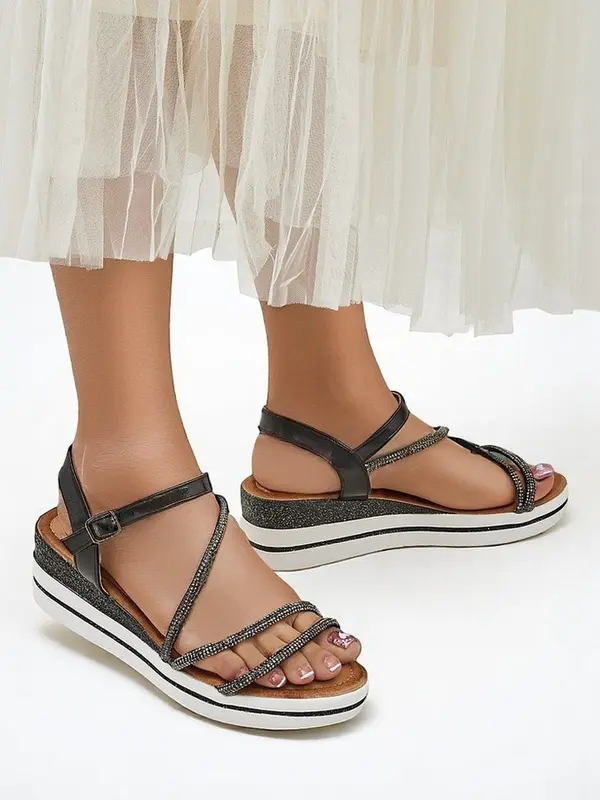 Resti Resti Women's wedge sandals with rhinestones Ballosa