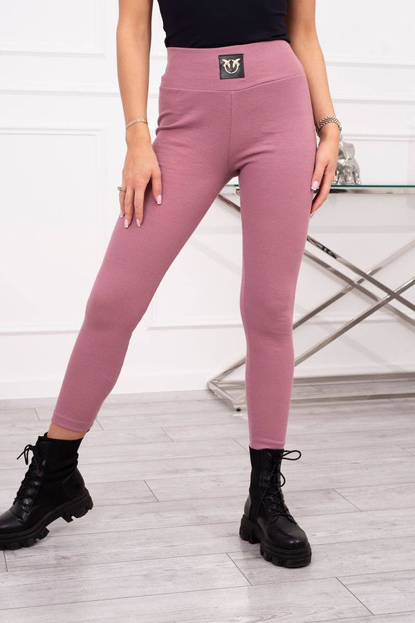 Kesi Ribbed leggings with a high waist in dark pink color