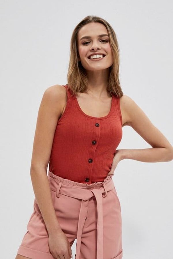 Moodo Ribbed top with buttons