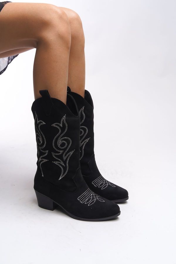 Riccon Riccon Beicilia Women's Embroidered Western Boots 001288 Black Suede