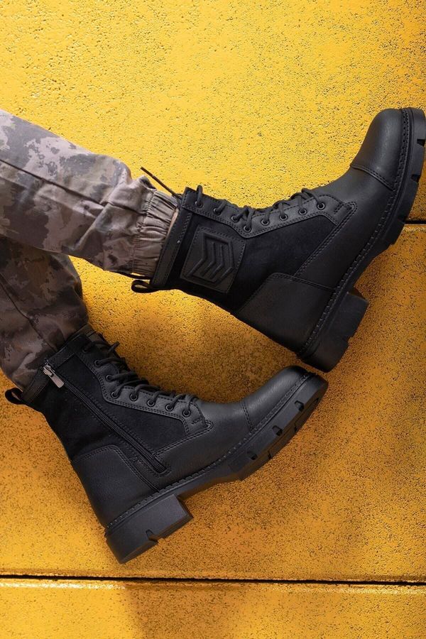 Riccon Riccon Black Black Men's Combat Boots 0012638