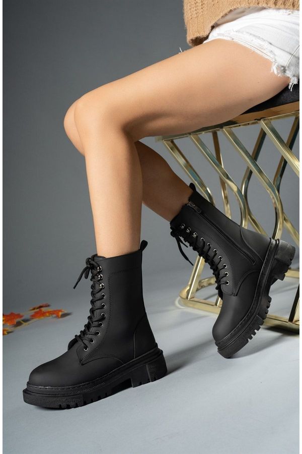 Riccon Riccon Extra Matte Black Women's Combat Boots 0012310