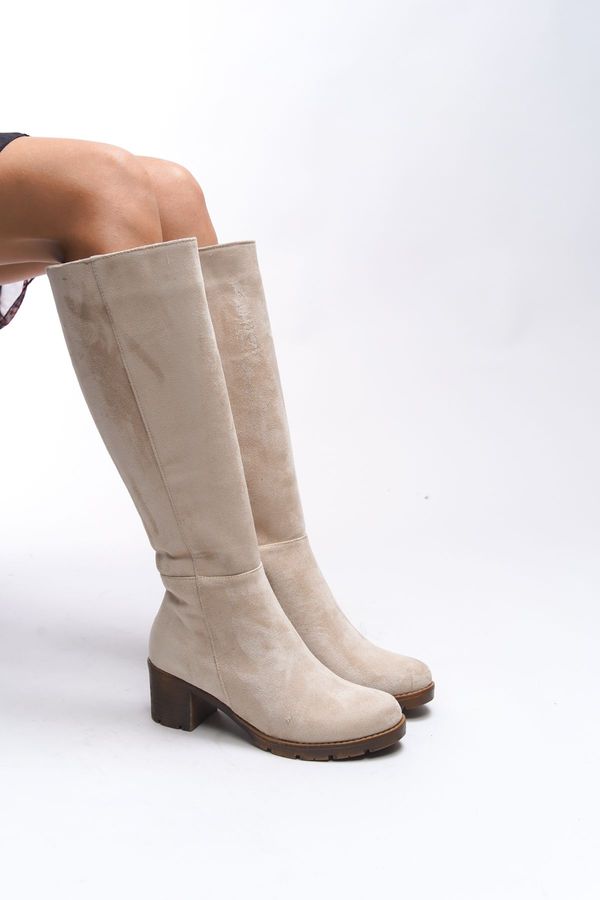 Riccon Riccon Hioverra Women's Heeled Boots 0012745 Beige Suede