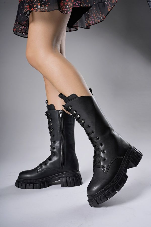 Riccon Riccon Tuilinnel Women's Below the Knee Boots 00121402 Black Skin