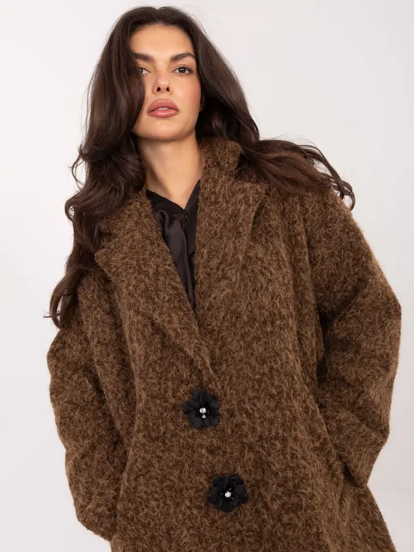 Factory Price Rjav plašč z velikimi gumbi