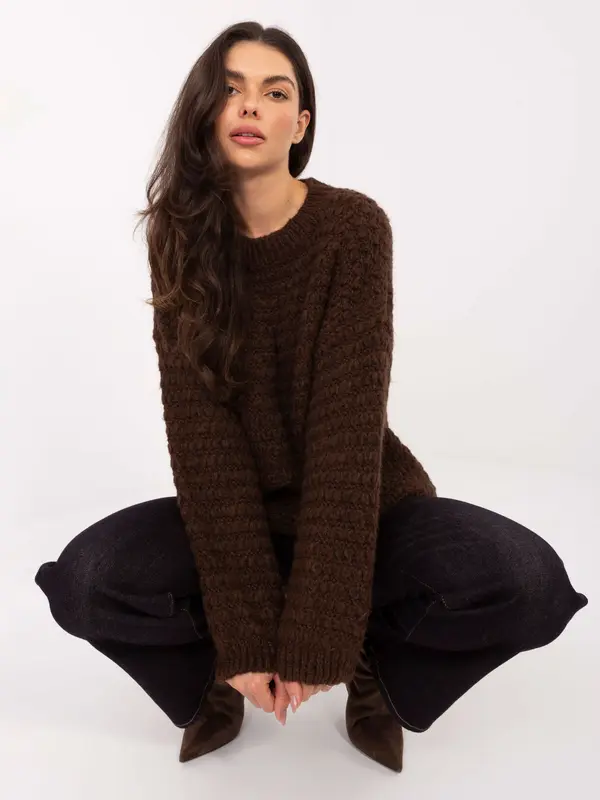 Italy Moda Rjav pleten pulover