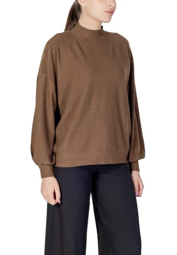 Choral Rjav pulover z dolgimi rokavi