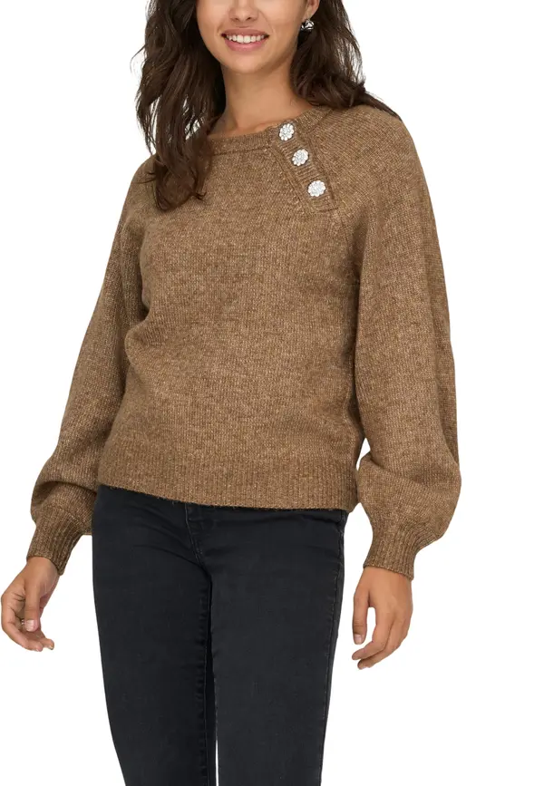 Only Rjav pulover z okroglim izrezom