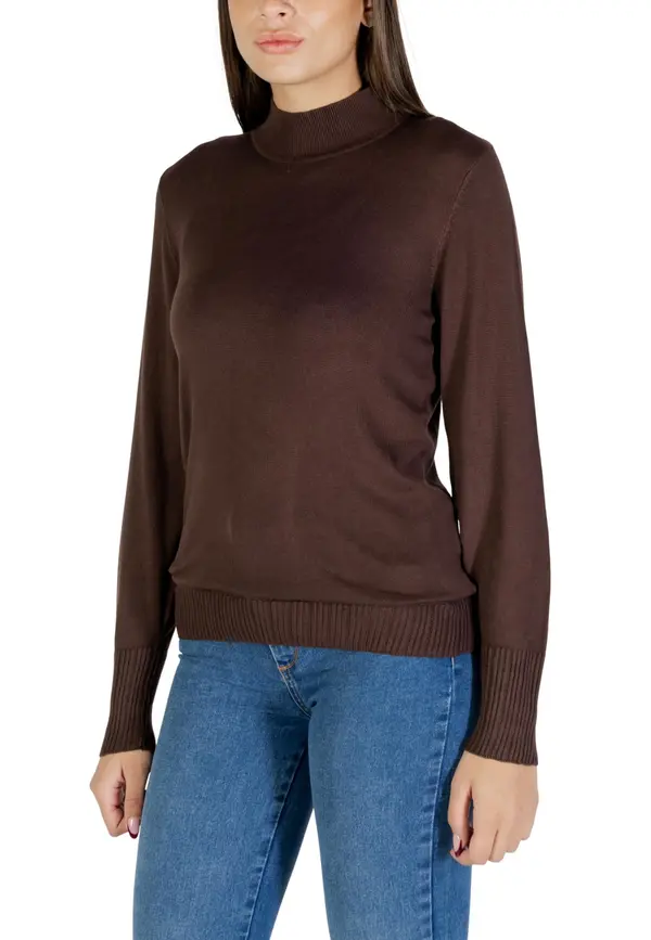 ICHI Rjav pulover z ovratnikom Ichi