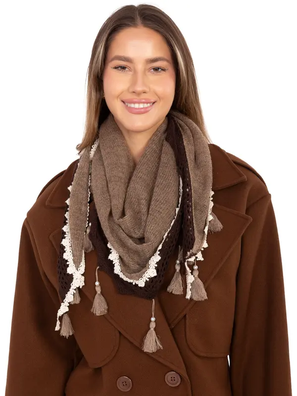 Factory Price Rjav šal z okrasnimi resicami