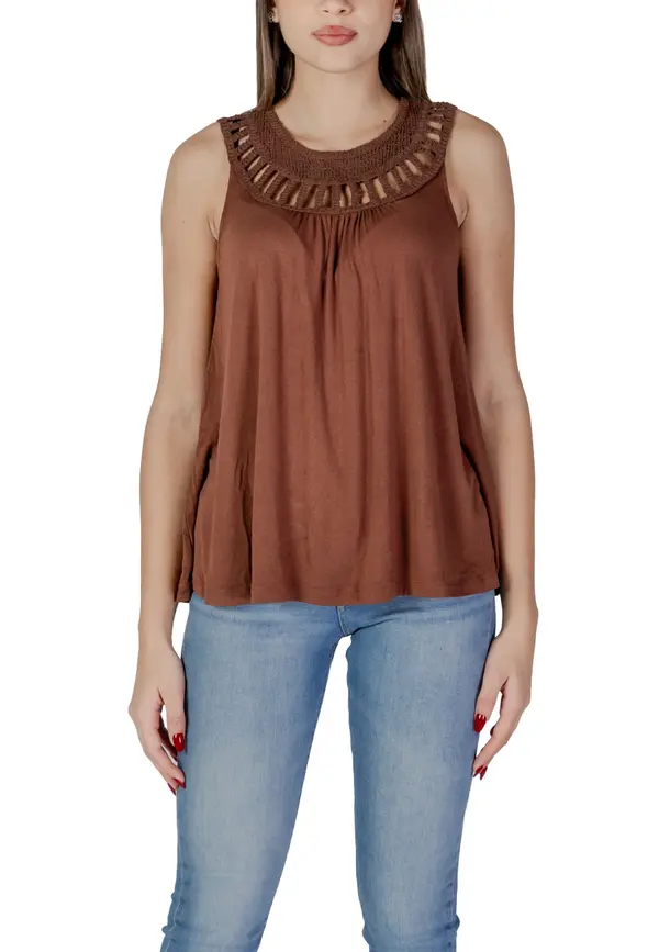 B.young Rjav top brez rokavov