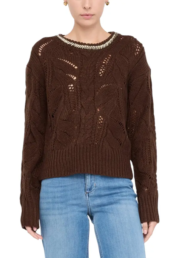 Liu Jo Rjav vzorčast pulover Liu Jo