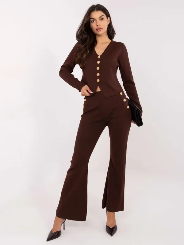 Factory Price Rjav ženski komplet z gumbi