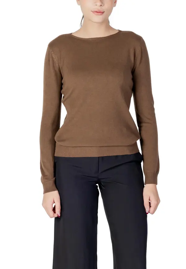 Choral Rjav ženski pulover z dolgimi rokavi