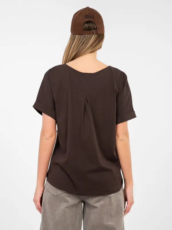 RUE PARIS Rjava bluza s kratkimi rokavi