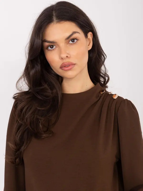 Italy Moda Rjava bluza z okrasnimi gumbi