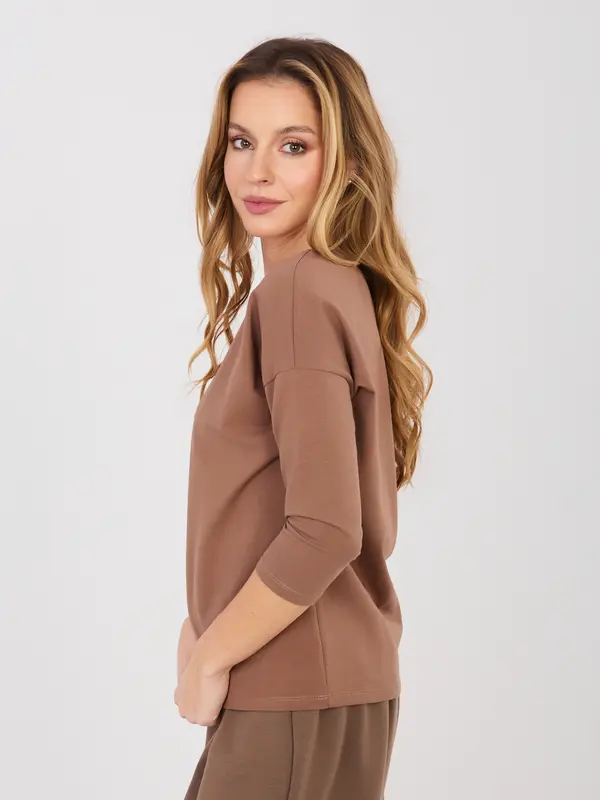 BASIC Feel Good Rjava bluza z okroglim izrezom