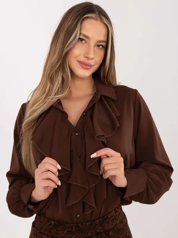 Factory Price Rjava bluza z volančki