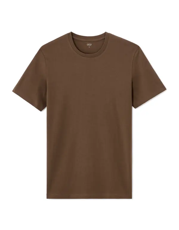 Celio Rjava bombažna majica Celio Tebase