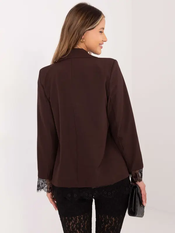 Italy Moda Rjava jakna s čipkastimi detajli