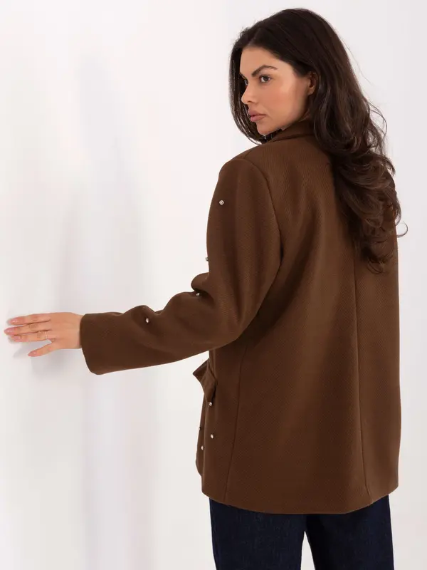 Italy Moda Rjava jakna z okrasnimi detajli