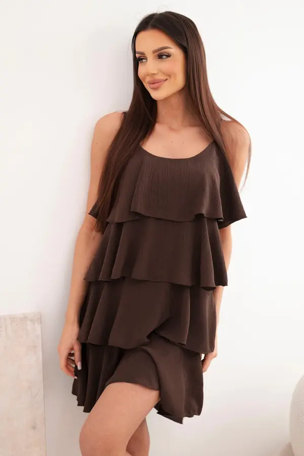 Kesi Włoski Rjava mini obleka Kesi z volančki