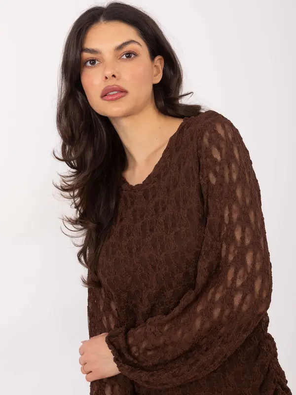 Italy Moda Rjava obleka s puloverjem in dolgimi rokavi