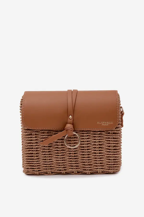 FLORA & CO Rjava pletena torba Flora&amp;Co Renara