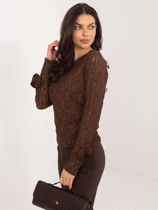 Italy Moda Rjava vzorčasta bluza