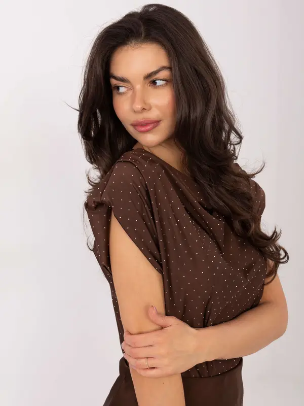 Italy Moda Rjava vzorčasta bluza