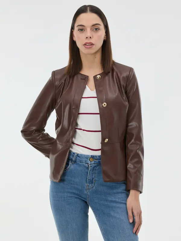 Orsay Rjava ženska usnjena jakna ORSAY