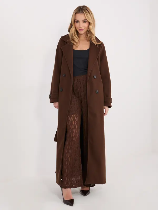 Italy Moda Rjave čipkaste hlače