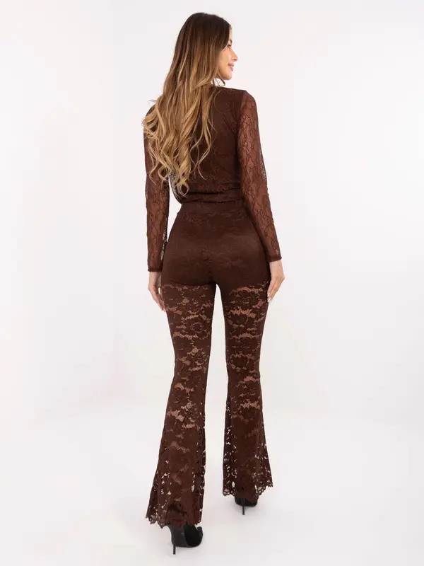 Italy Moda Rjave čipkaste pajkice