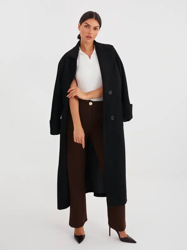 RUE PARIS Rjave hlače iz mehkega materiala