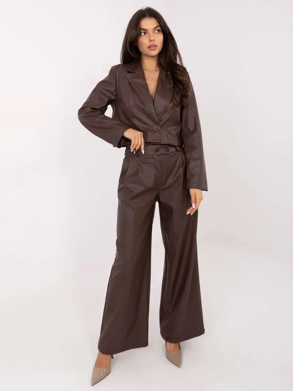 RUE PARIS Rjave poslovne hlače