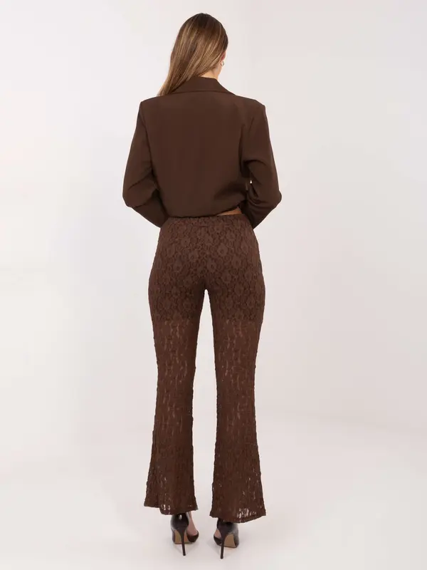 Italy Moda Rjave vzorčaste hlače