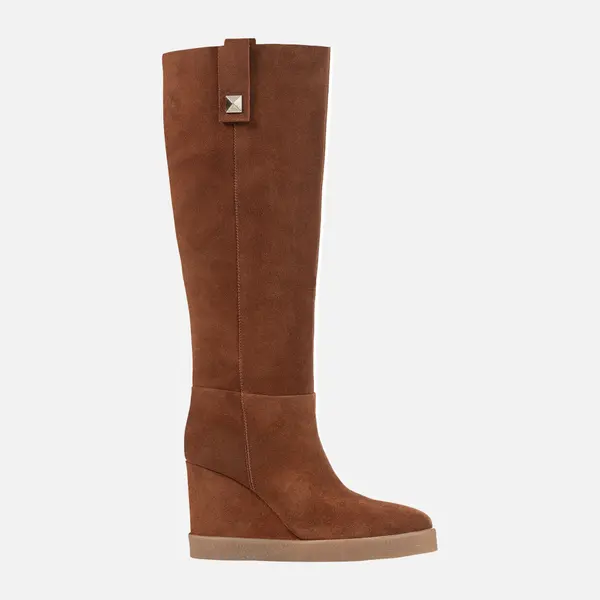 GEOX Rjavi ženski škornji Geox s klinasto peto