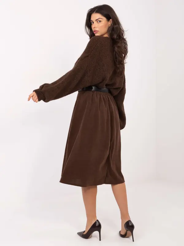 RUE PARIS Rjavo midi krilo s pasom