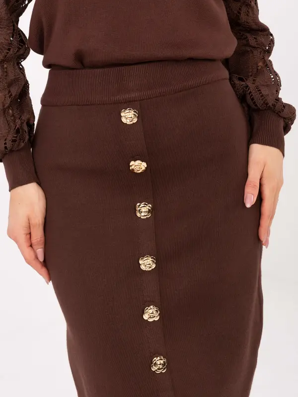 Factory Price Rjavo midi krilo z gumbi