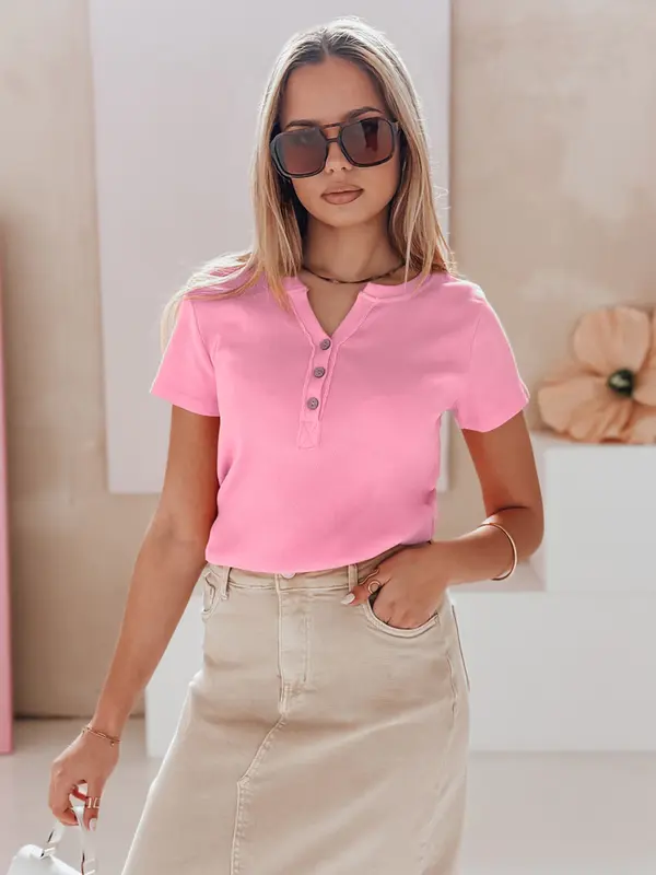 DStreet Roza črtasta bluza KISS LOOK