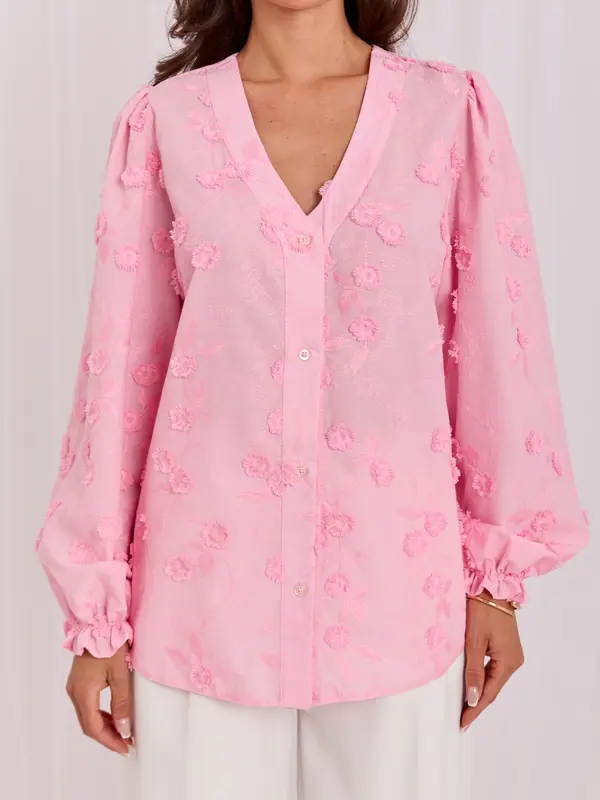 LAKERTA Roza elegantna bluza z vezenjem