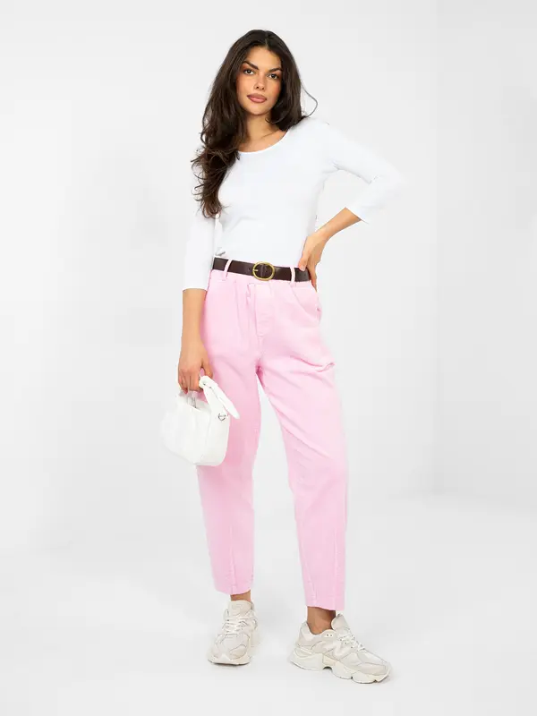 Italy Moda Roza enobarvne hlače