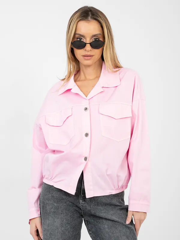 RUE PARIS Roza jeans jakna
