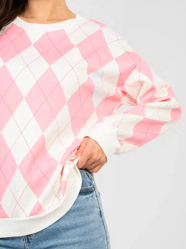 Italy Moda Roza oversized jopica z rombi