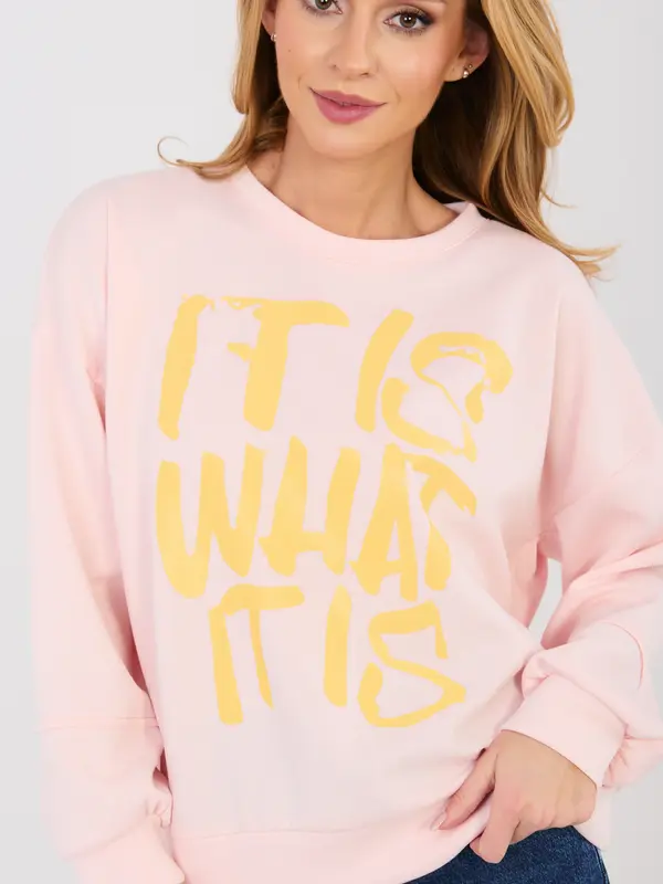 RUE PARIS Roza pulover z napisom